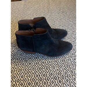 Sam Edelman Petty Black Suede Ankle Boots Stacked Heel Size 9